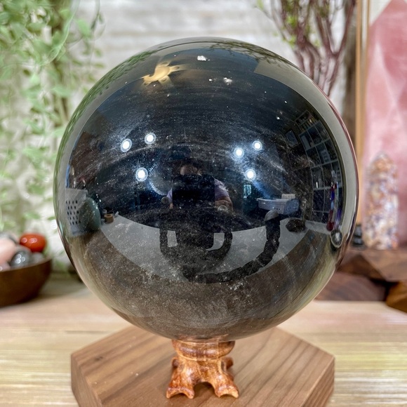 0518 HUGE!!! Silver Sheen Obsidian Crystal Sphere - Double XL 5-1/2 Pounds - Picture 10 of 11